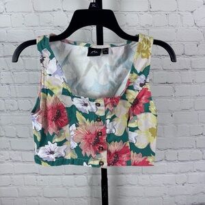 Rusty Brand Floral Button Up Crop Top Size Medium